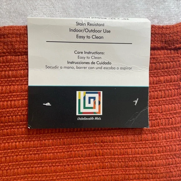 Burnt Orange Stain Resistant 20" x 32" Ribbed HandLoom Indoor Outdoor Rug - Picture 5 of 5